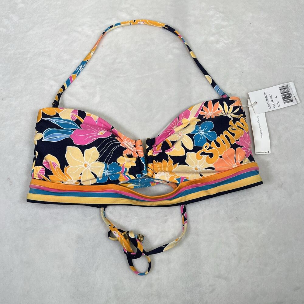 NEW Sunshine 79 Bikini Top Swim Suit Tropical Floral Size 6 Multi Bnfts Charity